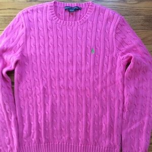 Ralph Lauren Polo crew cable knit pink sweater XL
